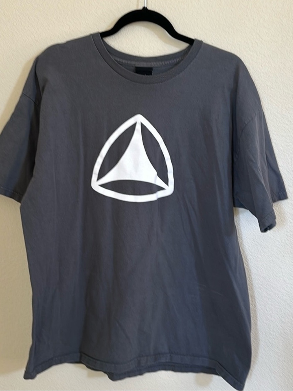 Active USA Short Sleeve Gray Tee with White Triangle Logo